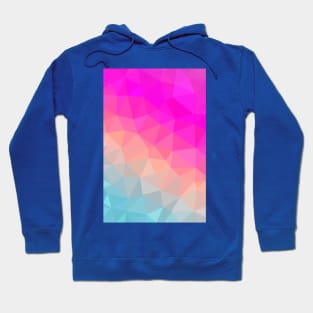 Dark Pink, Peach and Cyan Geometric Abstract Triangle Pattern Design Hoodie